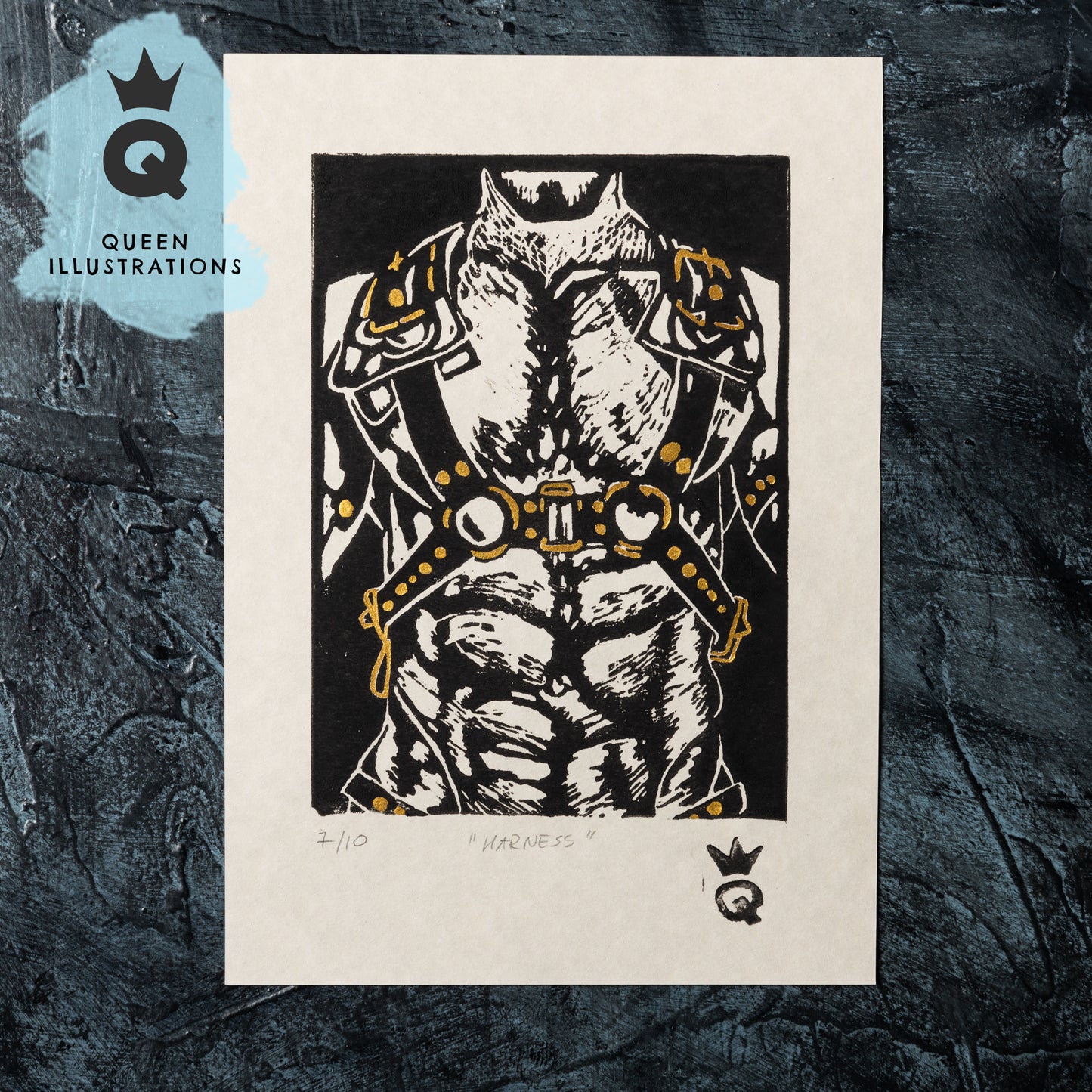 gay art, nude male body, traditional linocut print, gay gift ideas,