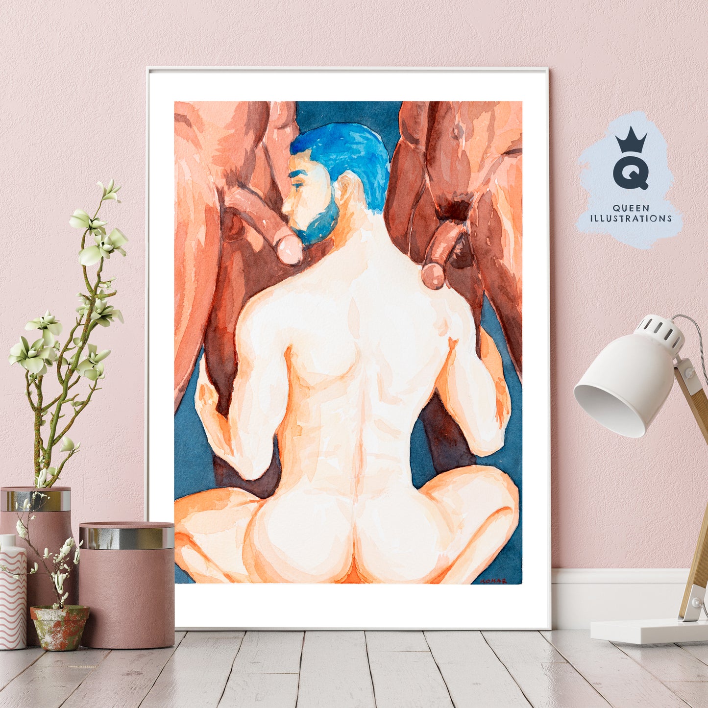gay art, nude male body, watercolour painting, gay gift ideas, porn art, gay threesome, sexy guys sucking dick