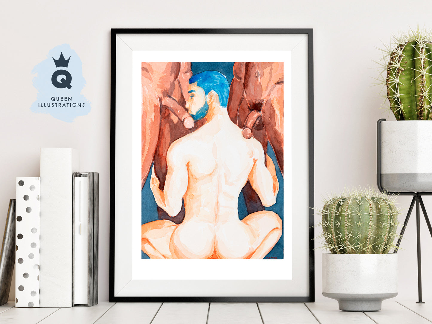 gay art, nude male body, watercolour painting, gay gift ideas, porn art, gay threesome, sexy guys sucking dick