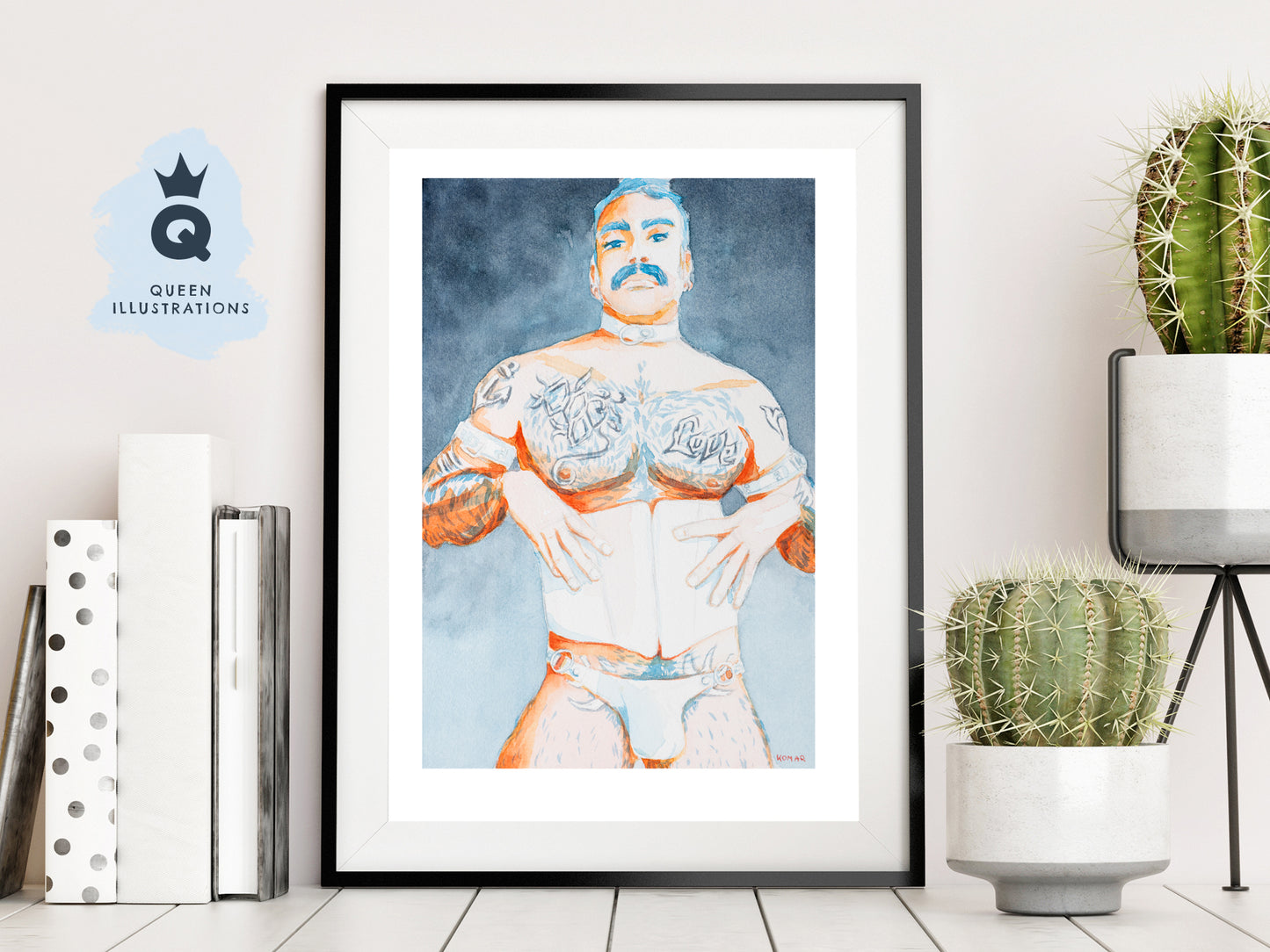 gay art, nude male body, watercolour painting, gay gift ideas,