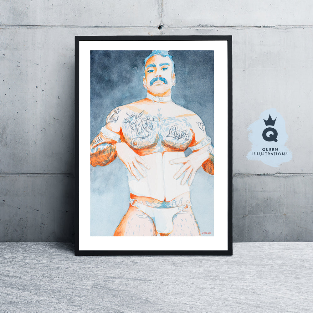 gay art, nude male body, watercolour painting, gay gift ideas,