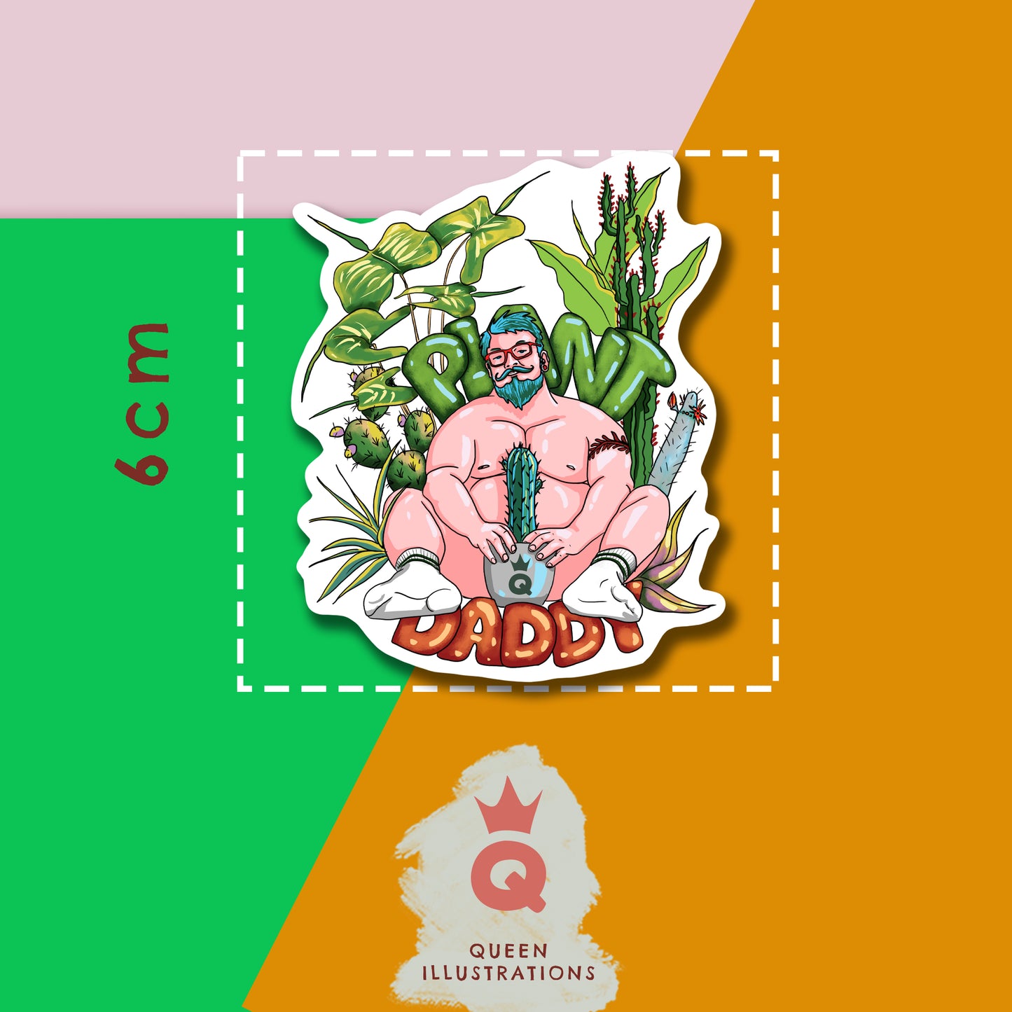 gay sticker, plant daddy sticker, hot guy with plants