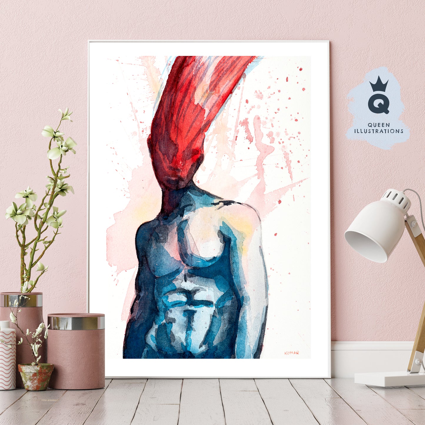 gay art, nude male body, watercolour painting, gay gift ideas,