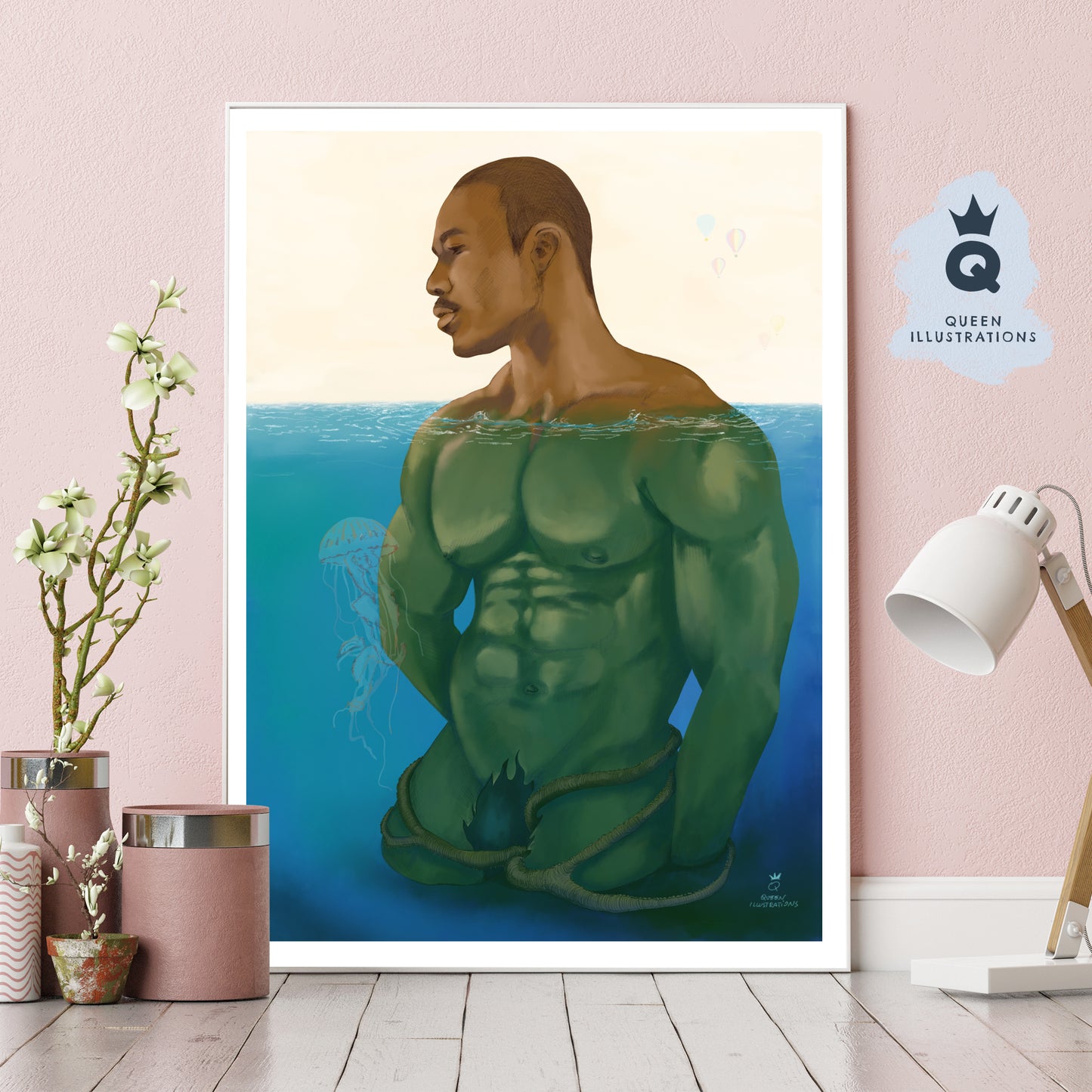 gay art, nude male body, watercolour painting, gay gift ideas,