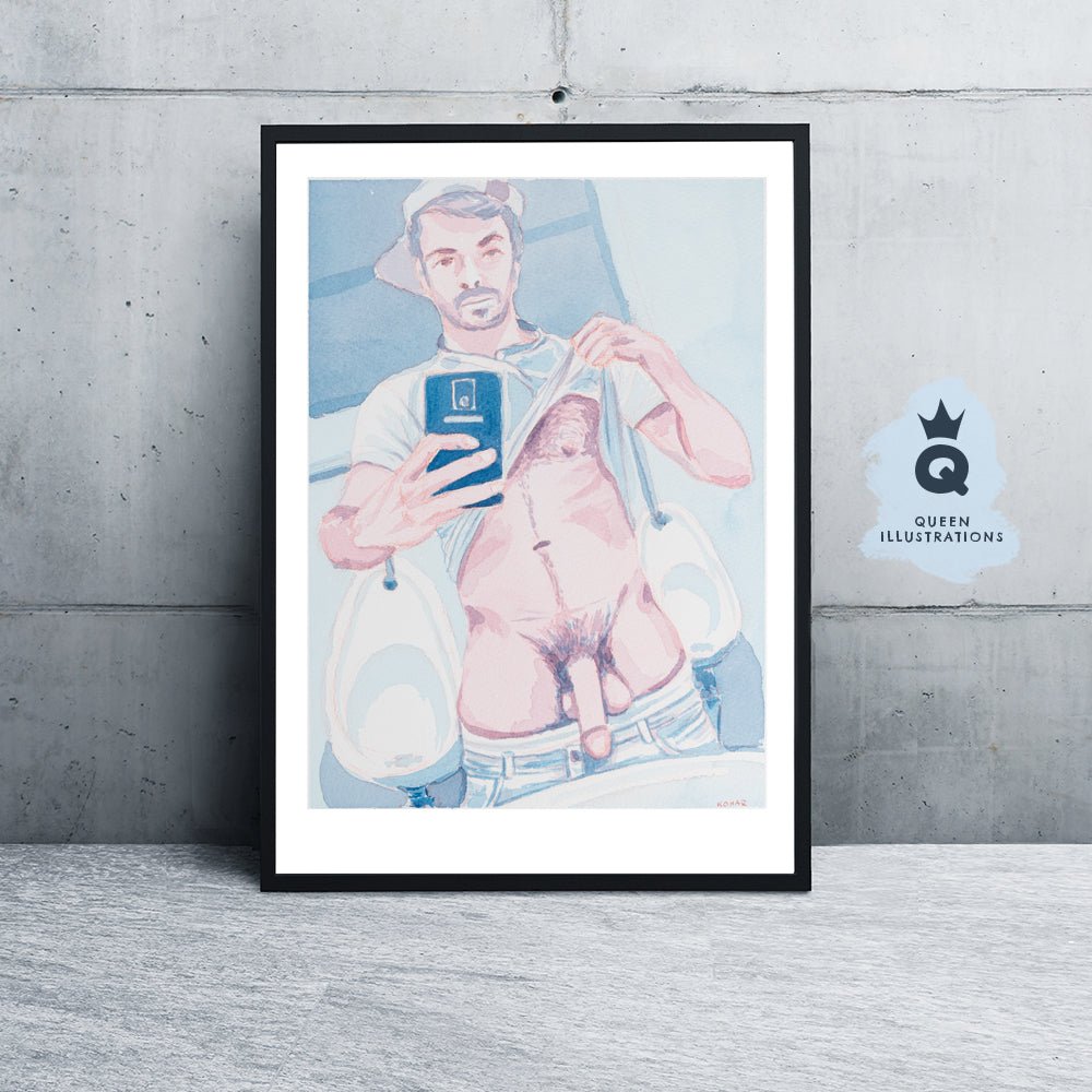 gay art, nude male body, watercolour painting, gay gift ideas,