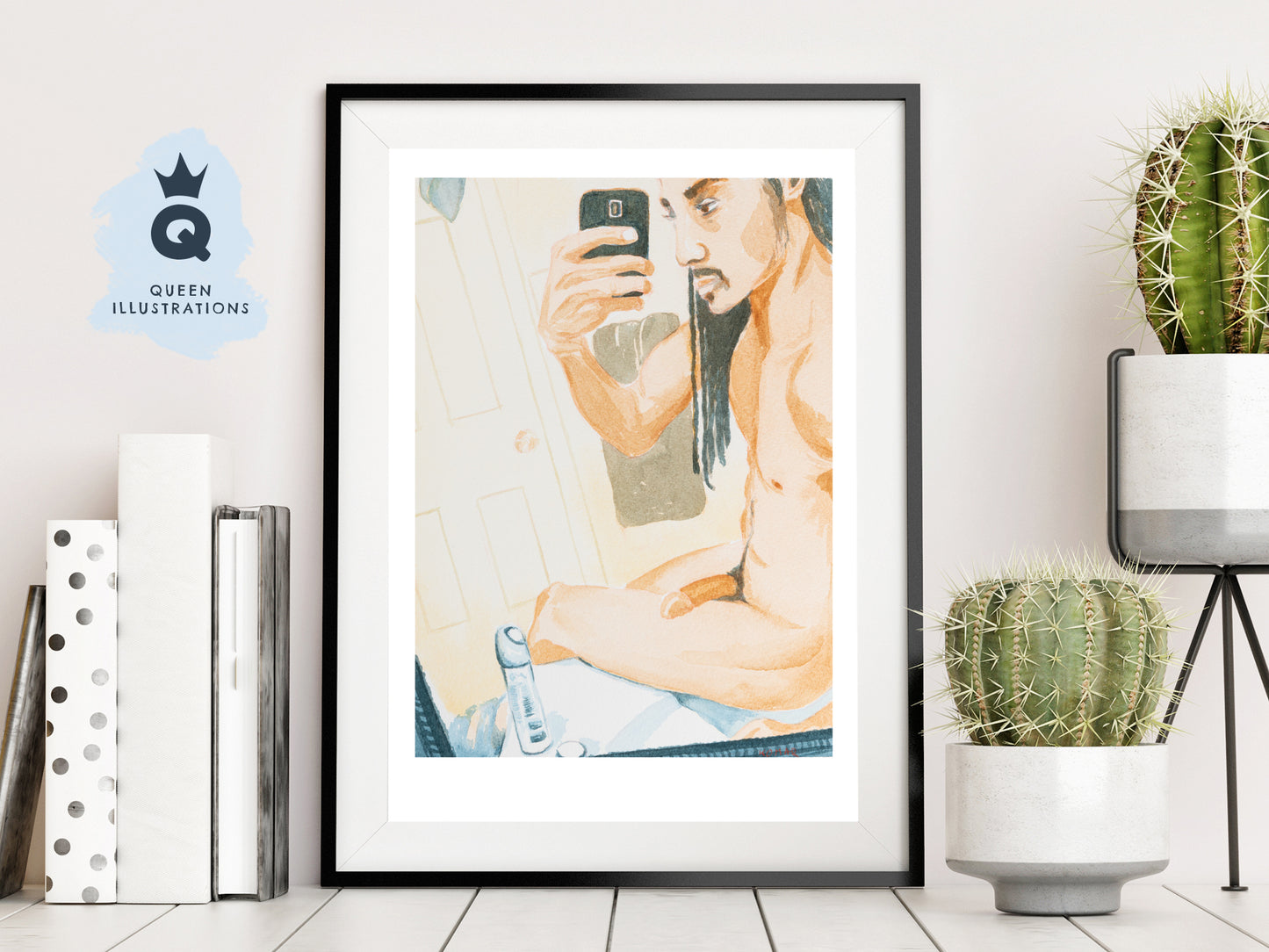 gay art, nude male body, watercolour painting, gay gift ideas,
