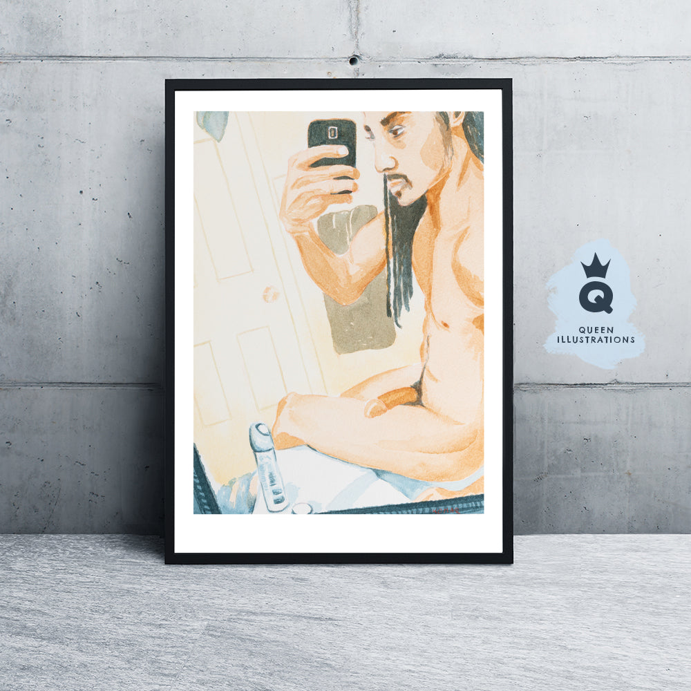 gay art, nude male body, watercolour painting, gay gift ideas,