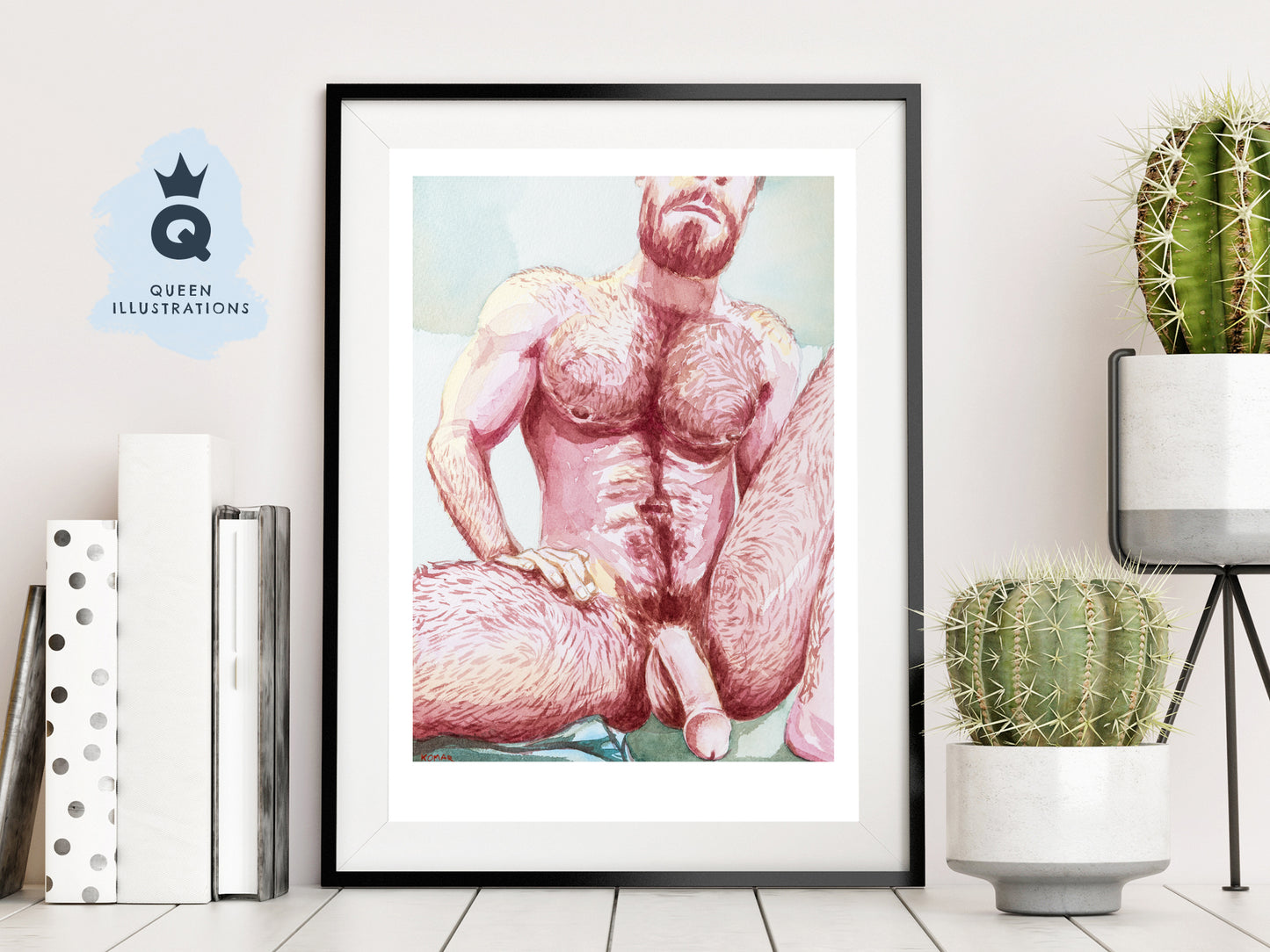gay art, nude male body, watercolour painting, gay gift ideas, sexy selfie, naked bathroom mirror selfie, big dick , hairy man,