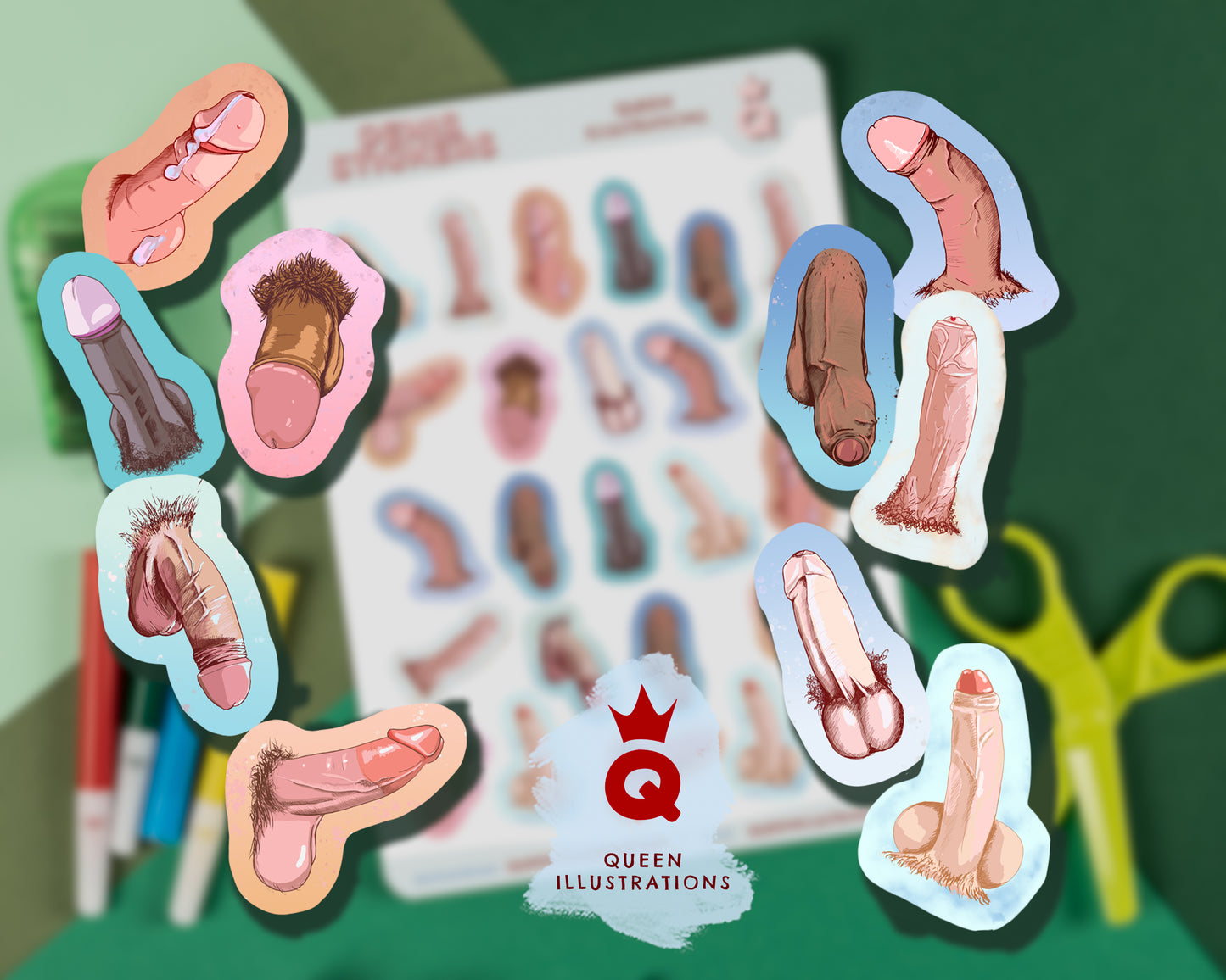 Penis stickers, dick, cock all shapes and sizes, hard, soft and semi, cute penis stickers, adult fun gift