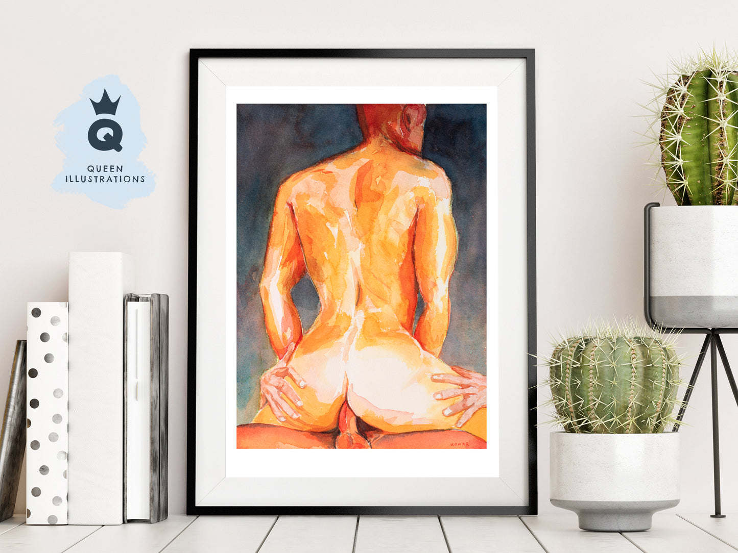 gay art, nude male body, watercolour painting, gay gift ideas, gay porn art, homoerotic art, hot guy riding a dick, sex, cock, ass