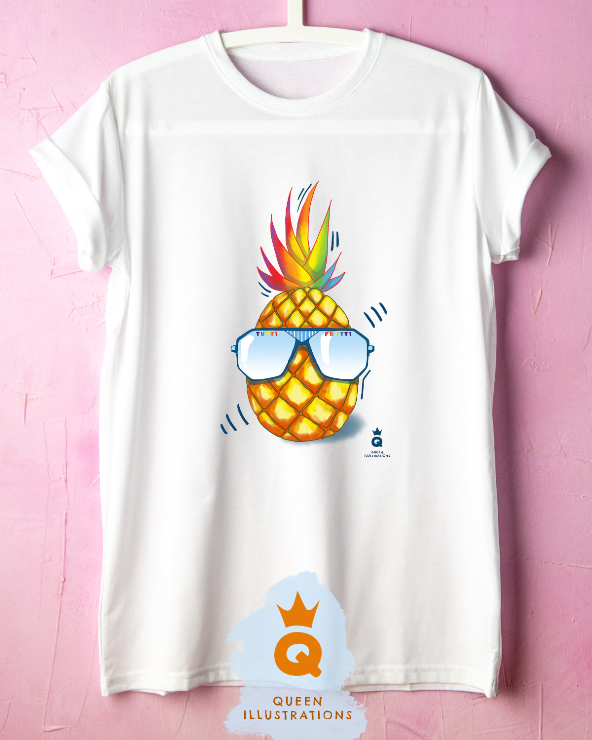 gay pride outfit, gay T-shirt, gay art, pineapple rainbow