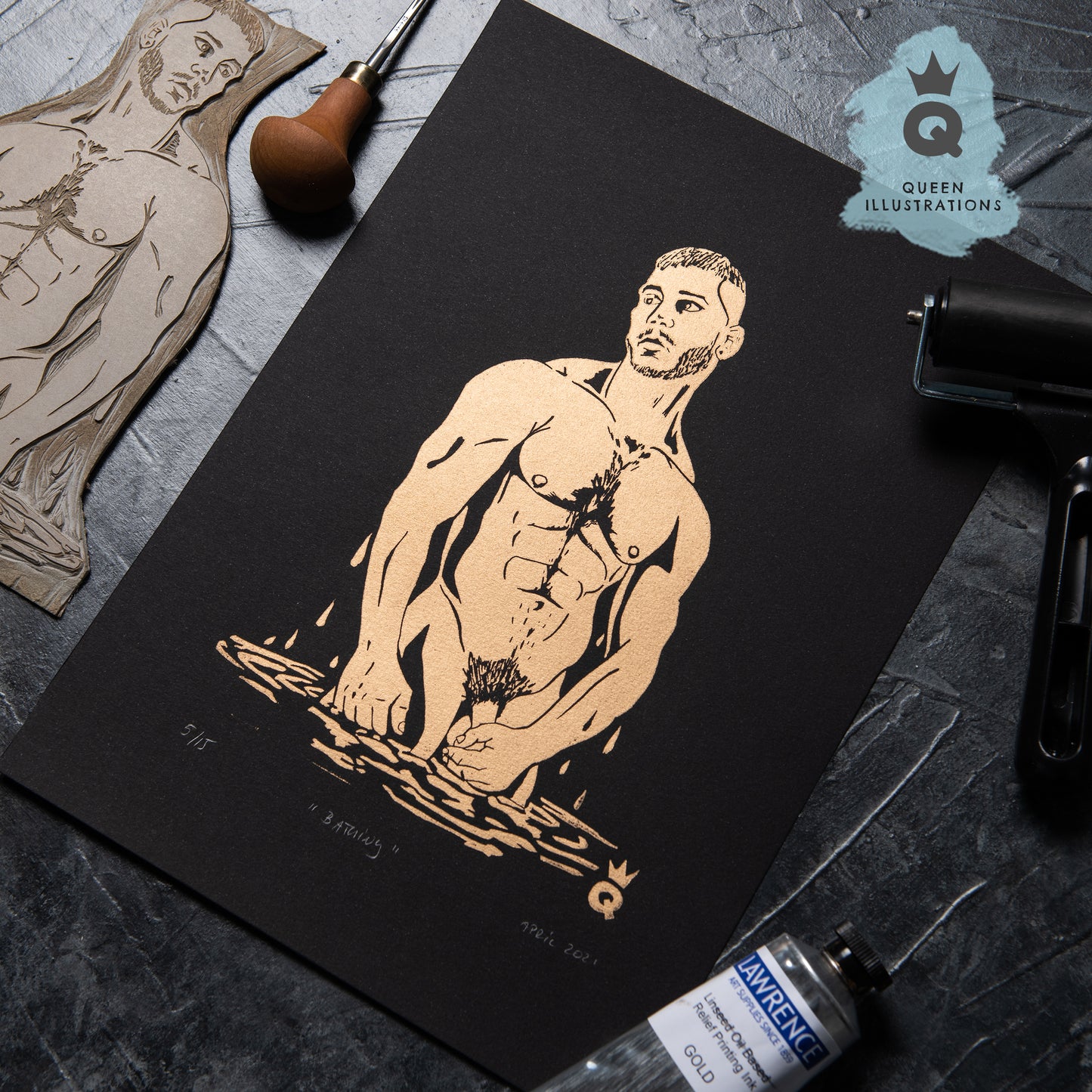 traditional linocut print