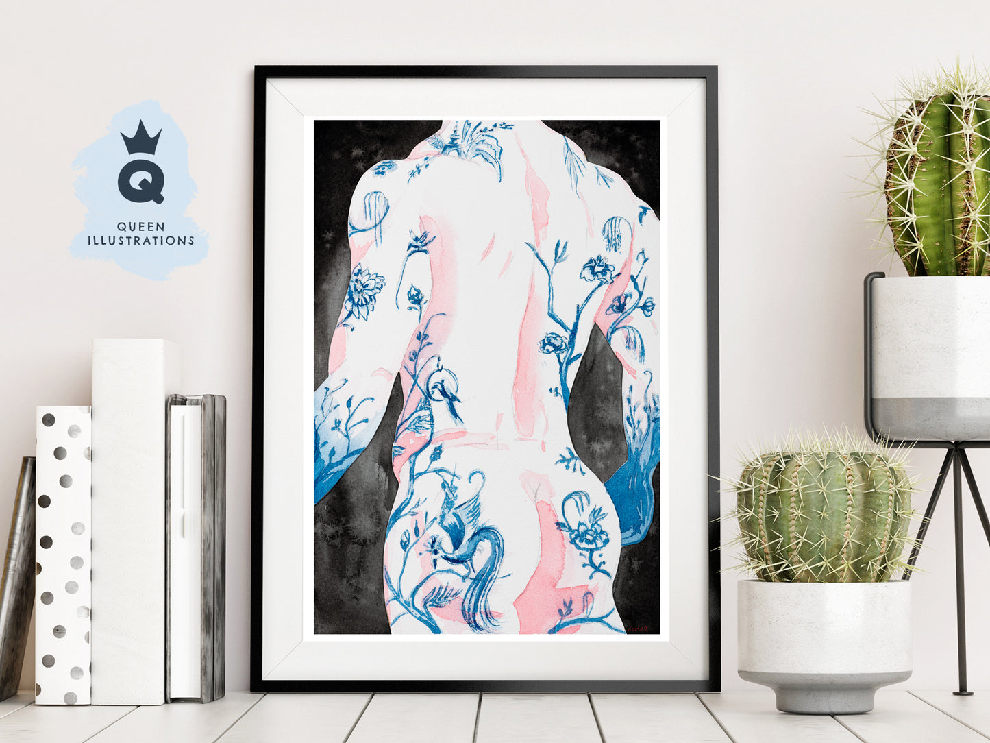 gay art, nude male body, watercolour painting, gay gift ideas,