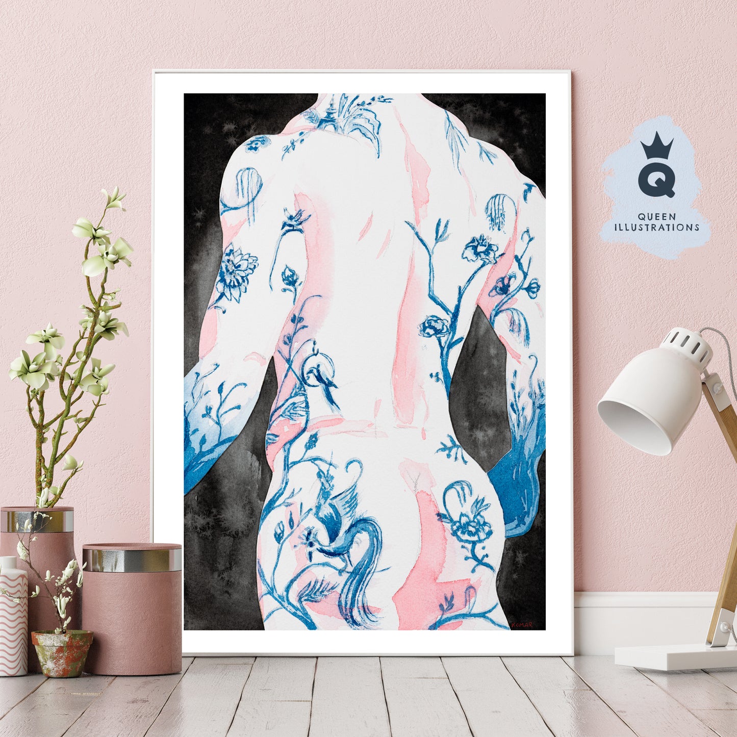 gay art, nude male body, watercolour painting, gay gift ideas,