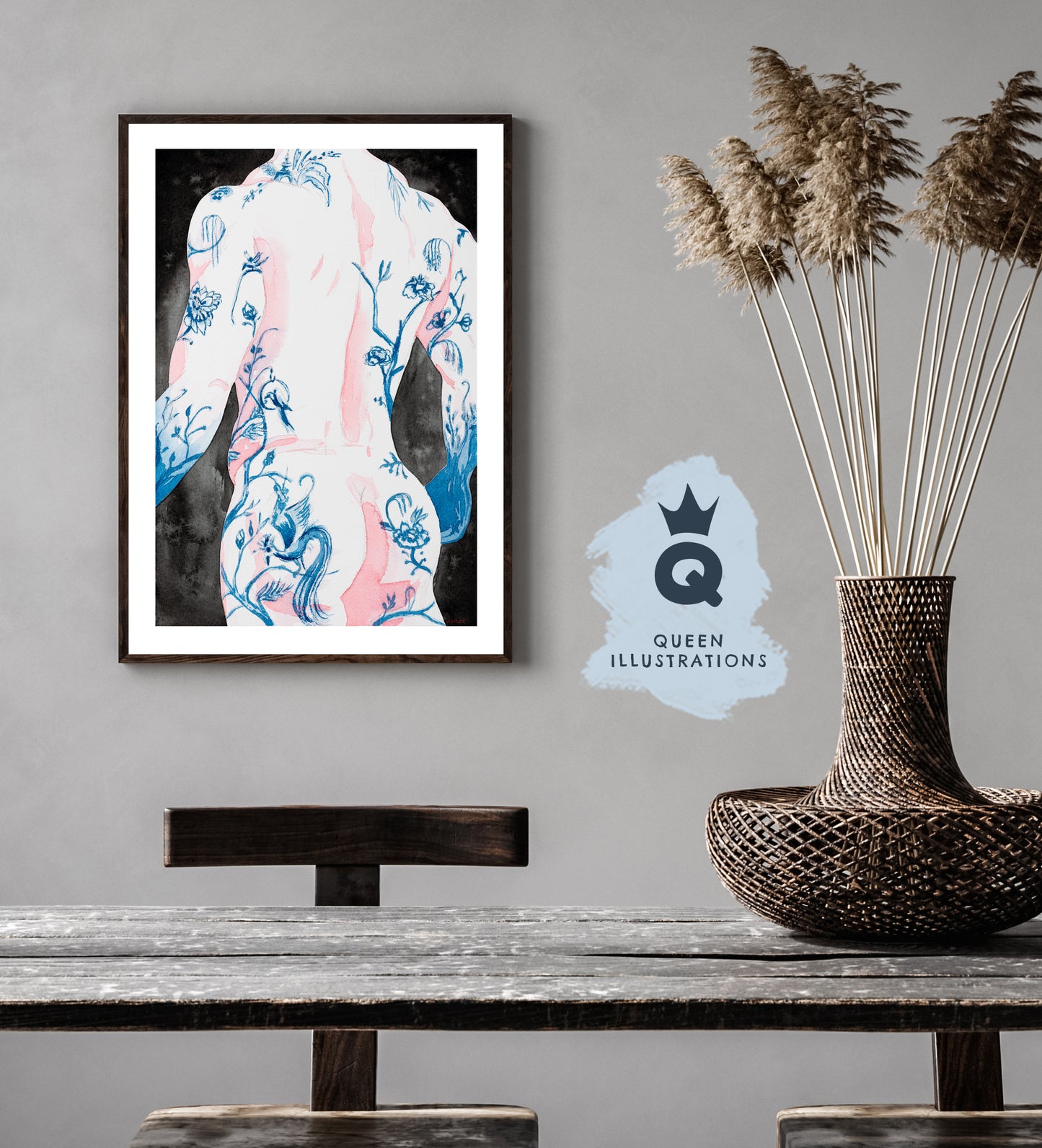 gay art, nude male body, watercolour painting, gay gift ideas,
