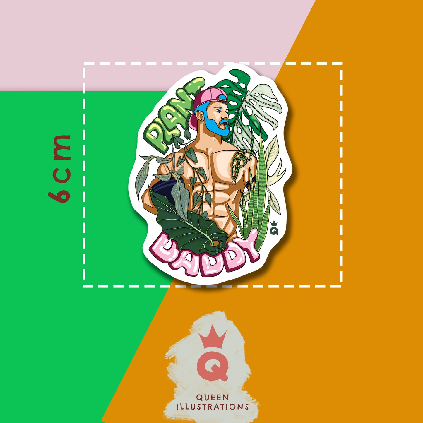 gay sticker, plant daddy sticker, hot guy with plants