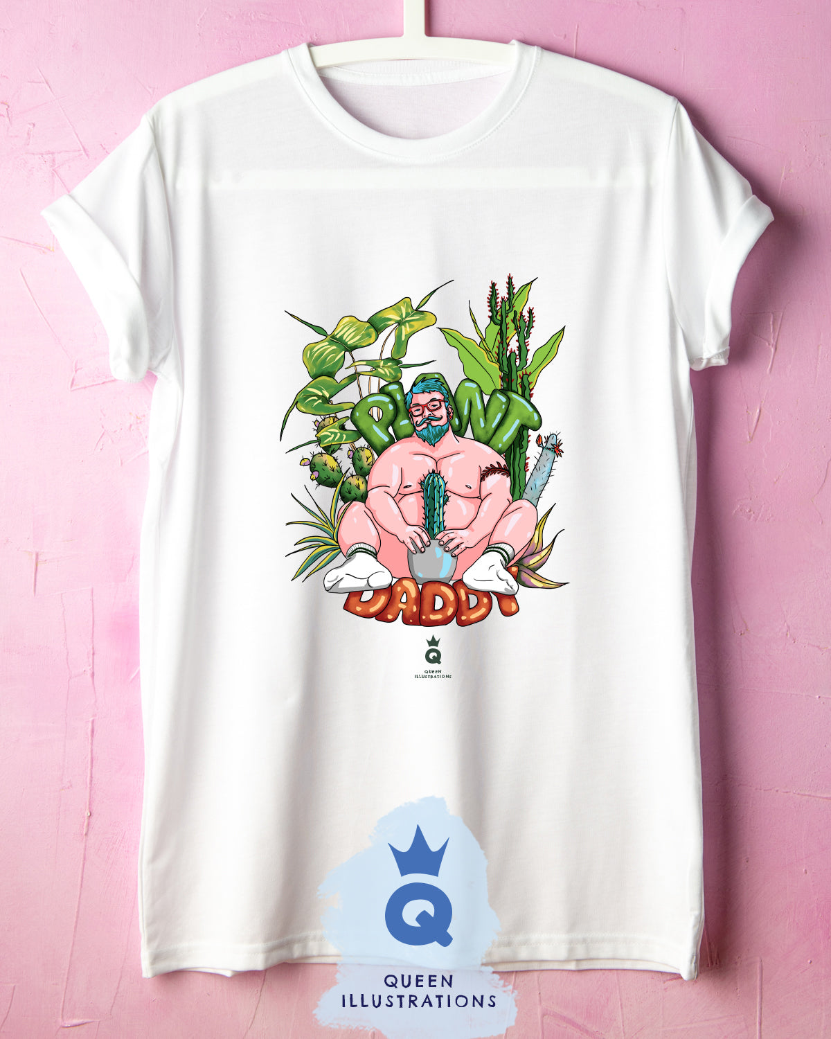 gay art, gay T-shirt, plant daddy, plants and guys, body positive,