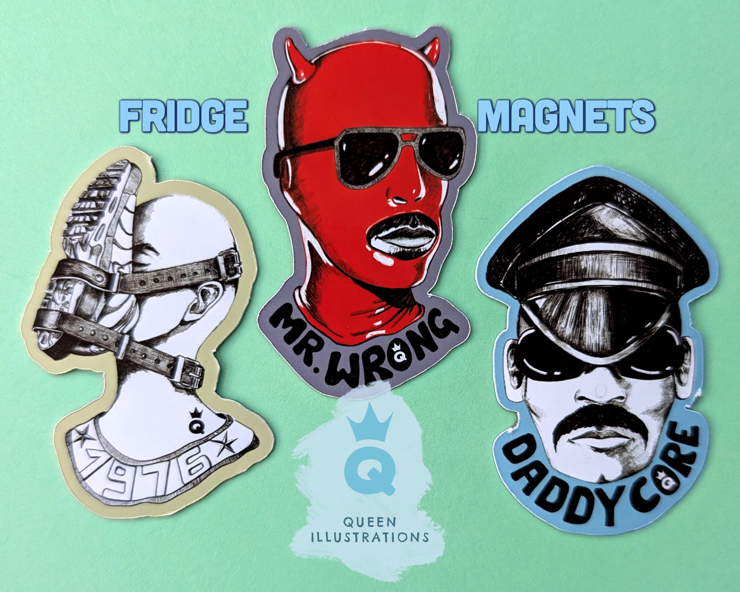 Daddy, Mr. Wrong and Sneakers , super hot gay magnets, fun gift ideas, Gay art