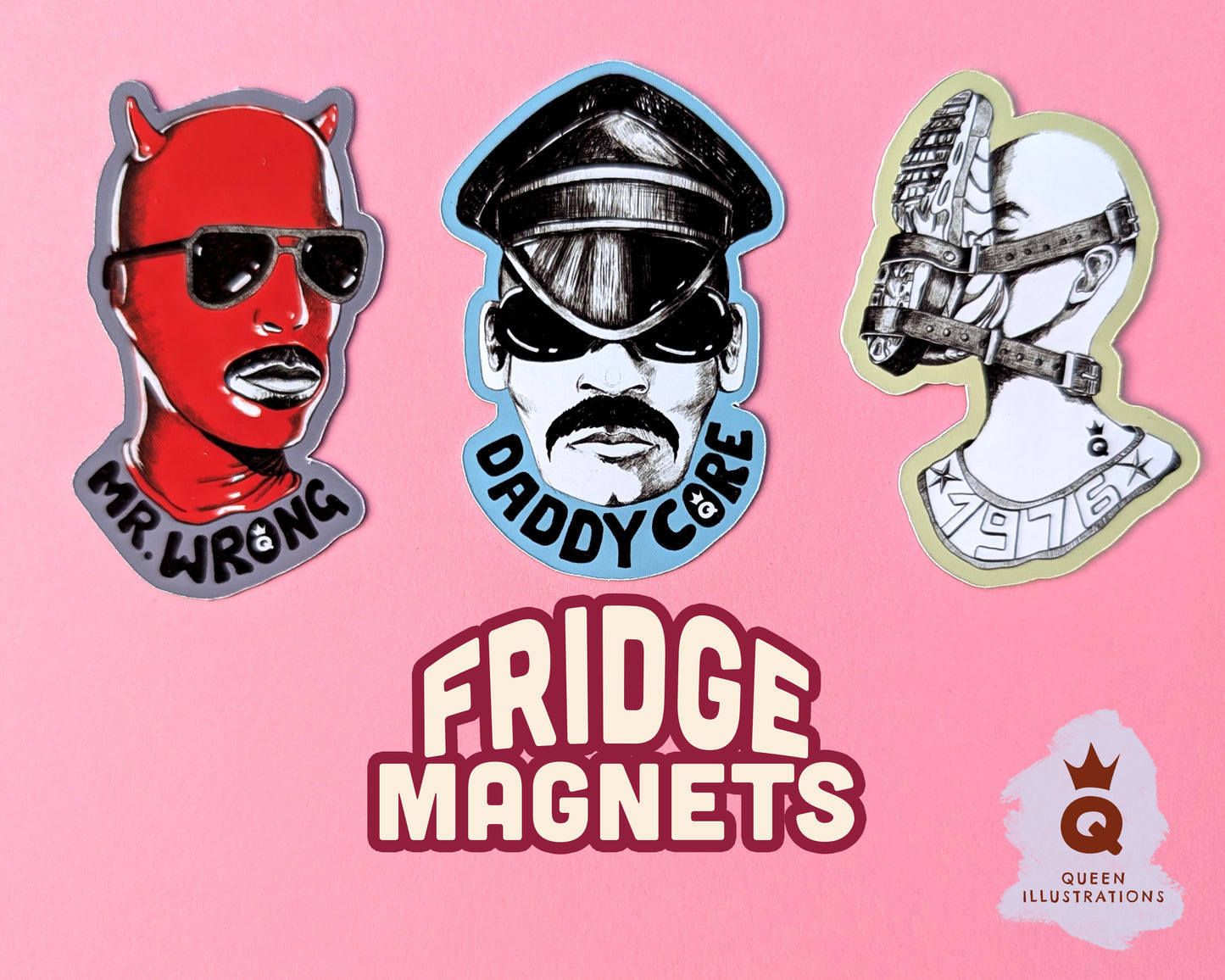 Daddy, Mr. Wrong and Sneakers , super hot gay magnets, fun gift ideas, Gay art