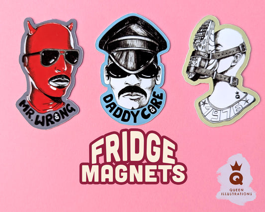 Daddy, Mr. Wrong and Sneakers , super hot gay magnets, fun gift ideas, Gay art