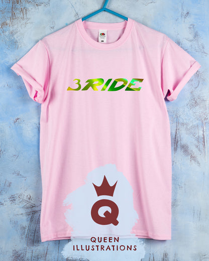 "3 RIDE" in pink, gay T-shirt