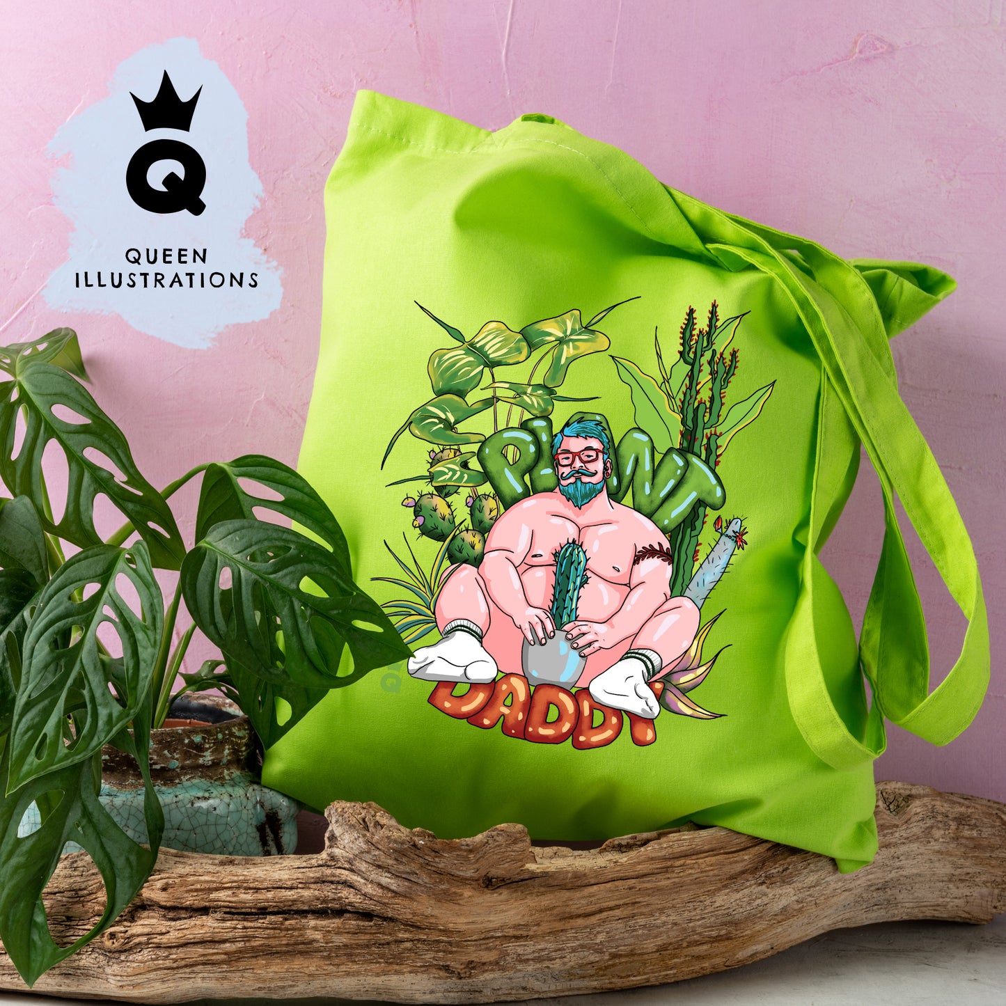 Body positive plant daddy gay tote bag, fun and gay bag, great gift ideas