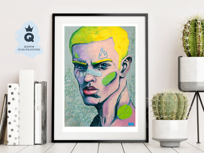 Boy With Yellow Hair, oil painting, dreamy surreal portrait of a young man