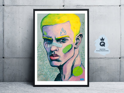 Boy With Yellow Hair, oil painting, dreamy surreal portrait of a young man