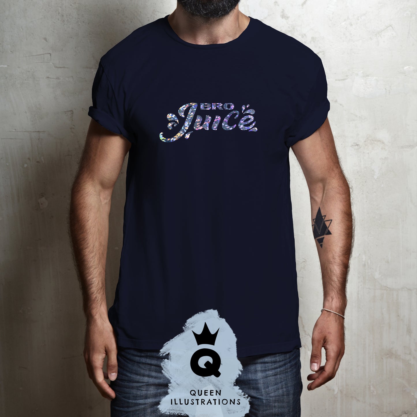 "BRO JUICE" in midnight blue, gay T-shirt