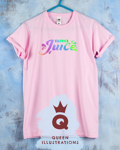 "BRO JUICE" in pink, gay T-shirt