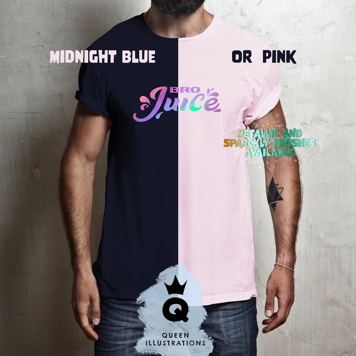 "BRO JUICE" in midnight blue, gay T-shirt