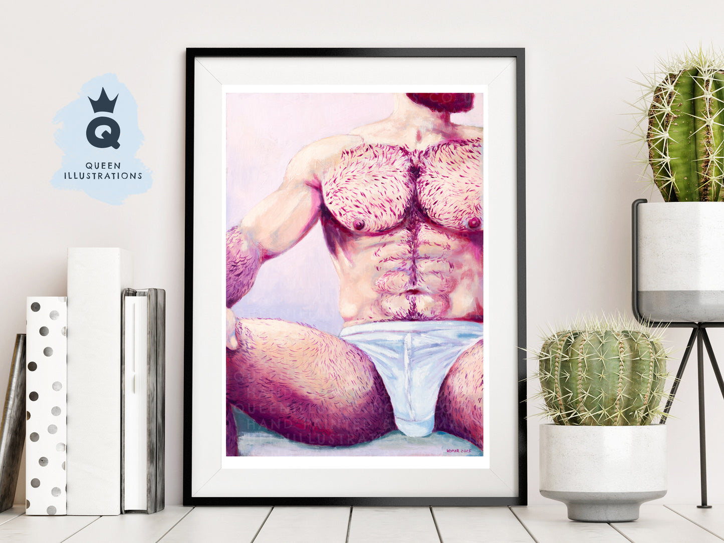 HAIRY MAN NUDE, contemporary oil painting of a young naked man,