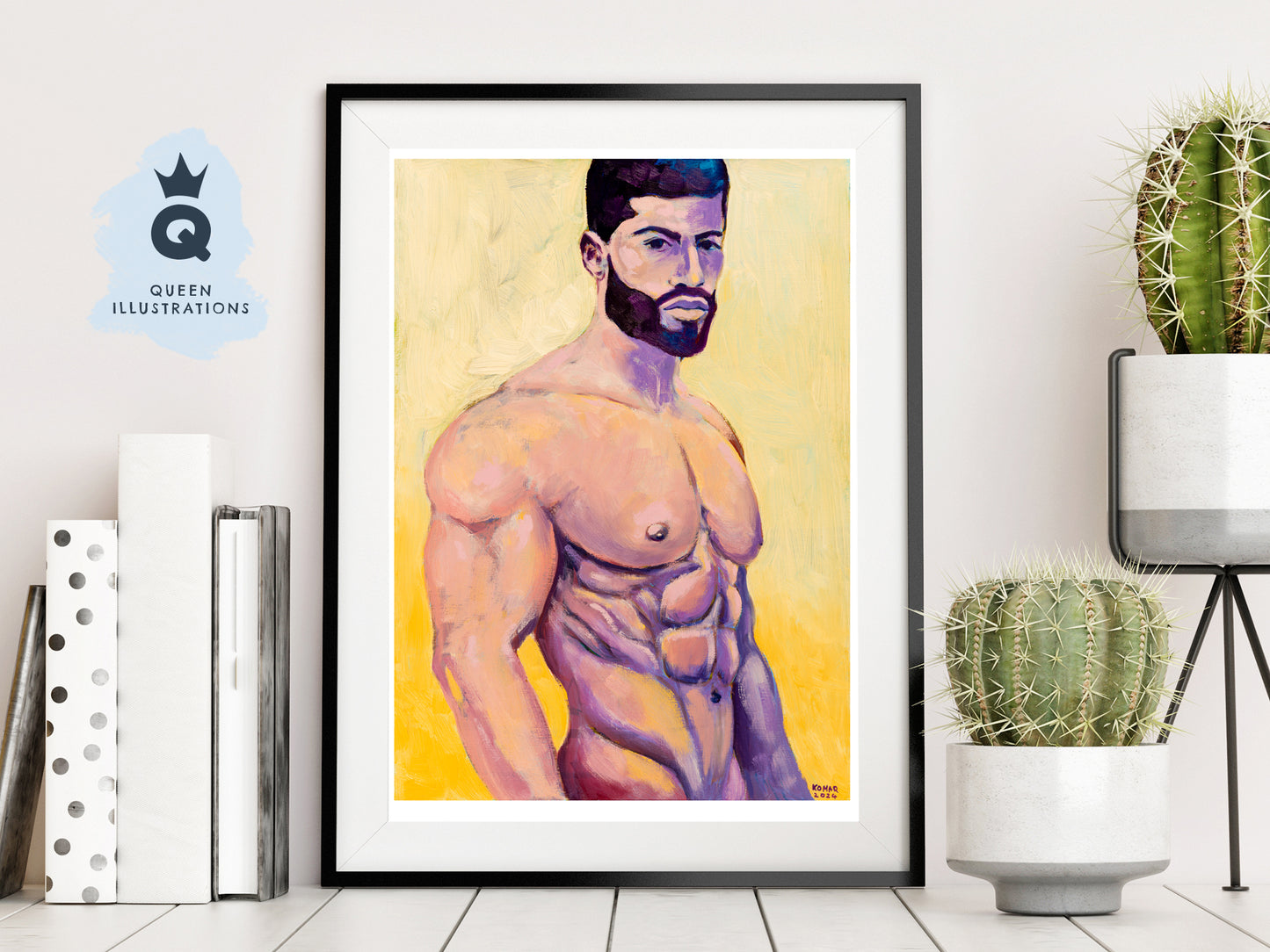 HOT DAY, contemporary oil painting of a young man - Homoerotic Art Print