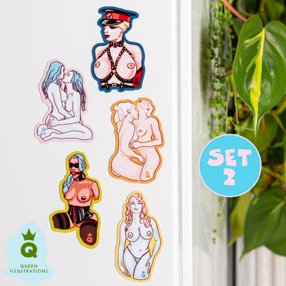 LESBIAN FRIDGE MAGNETS, super hot girls, fun gift for her, Gay art magnets.