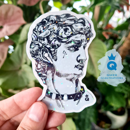 Michelangelo`s David holographic stickers, super fun modern version of classic David, sexy gay stickers