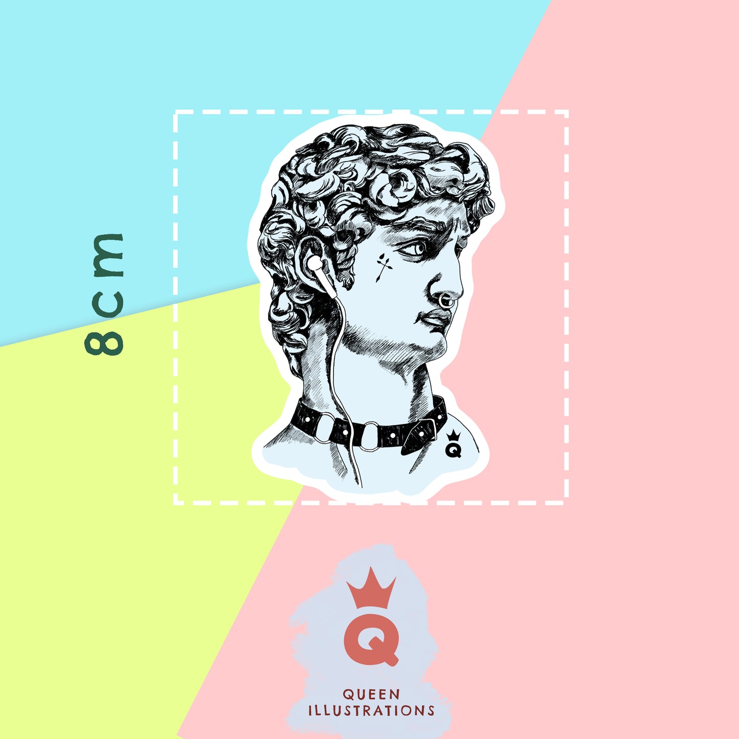 Michelangelo`s David holographic stickers, super fun modern version of classic David, sexy gay stickers