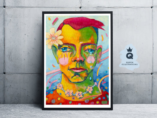 "ORCHID BOY" Romantic, fantasy portrait of a young man with orchid flowers. You can order the original oil