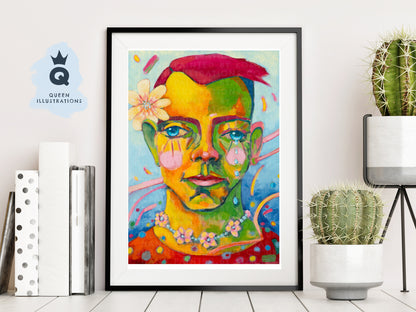 "ORCHID BOY" Romantic, fantasy portrait of a young man with orchid flowers. You can order the original oil