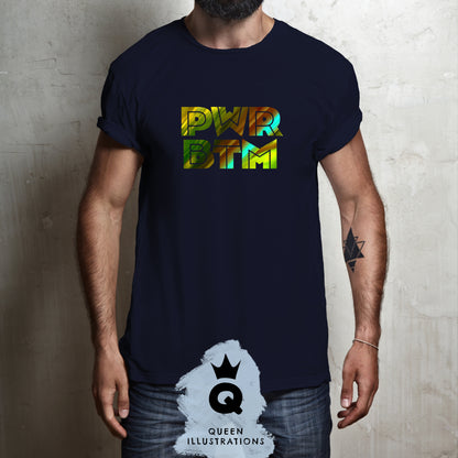 "PWR BTM" Power Bottom in midnight blue, gay T-shirt