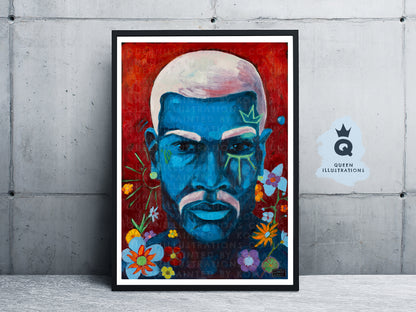 "SUMMER NIGHT" Romantic, fantasy portrait of a young man with flowers.