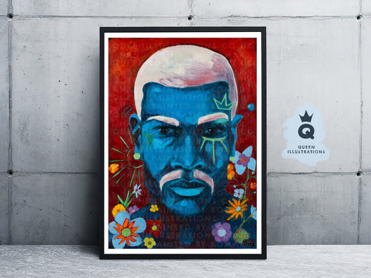"SUMMER NIGHT" Romantic, fantasy portrait of a young man with flowers.