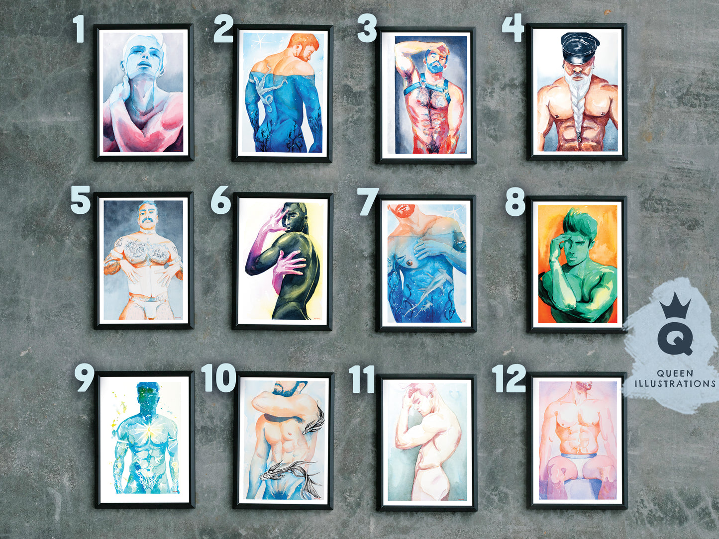 ART PRINT BUNDLE, gay art prints, big bundle gallery wall, gift ideas and decor