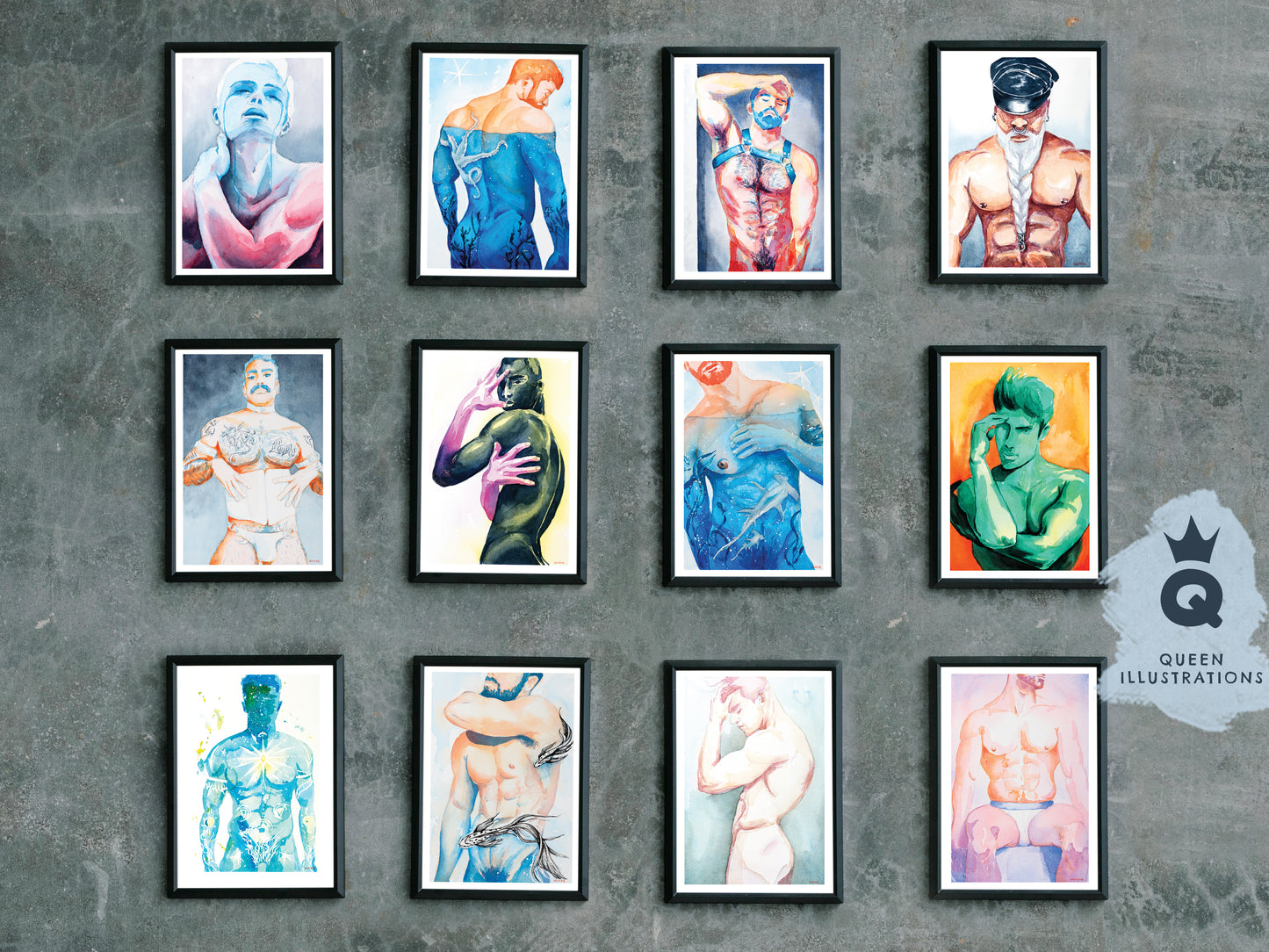 ART PRINT BUNDLE, gay art prints, big bundle gallery wall, gift ideas and decor