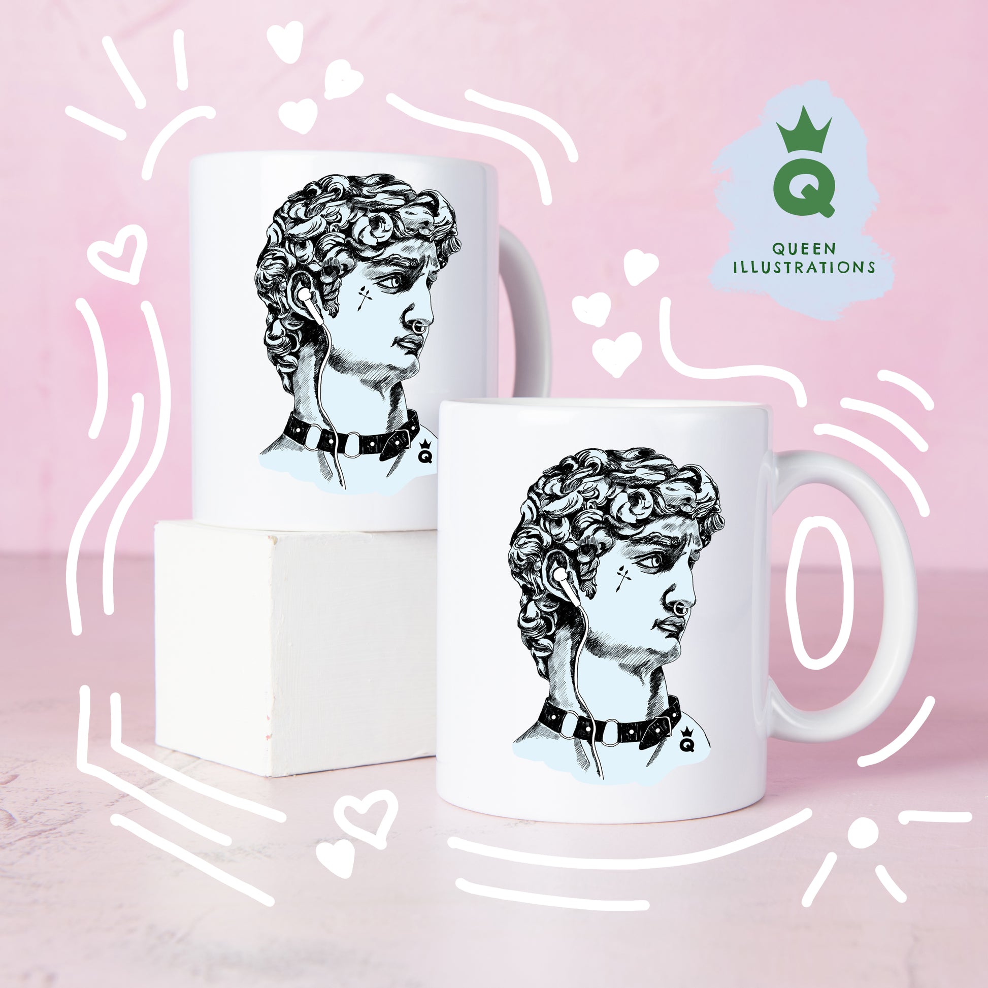 gay mug, Michelangelo David mug, super fun and cute David as a modern gay hunk