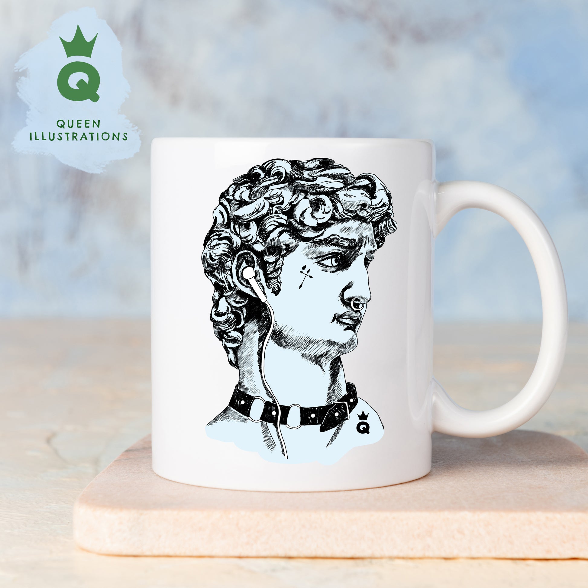 gay mug, Michelangelo David mug, super fun and cute David as a modern gay hunk