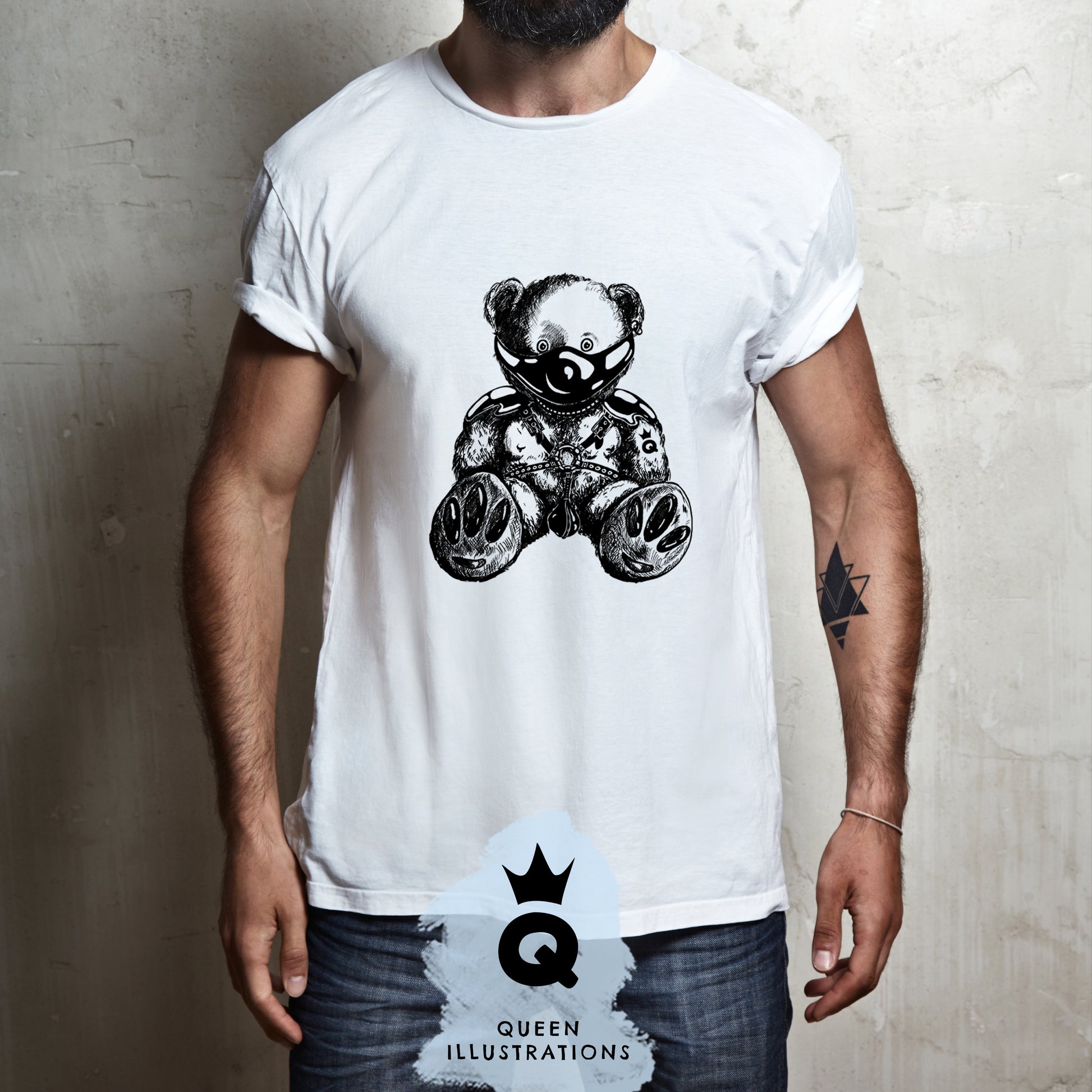 LEATHER BEAR T-shirt – QUEEN ILLUSTRATIONS