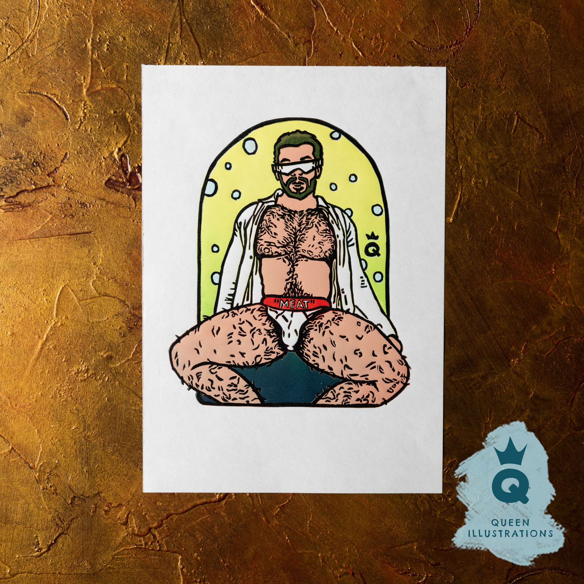 gay art, nude male body, traditional linocut print, gay gift ideas,