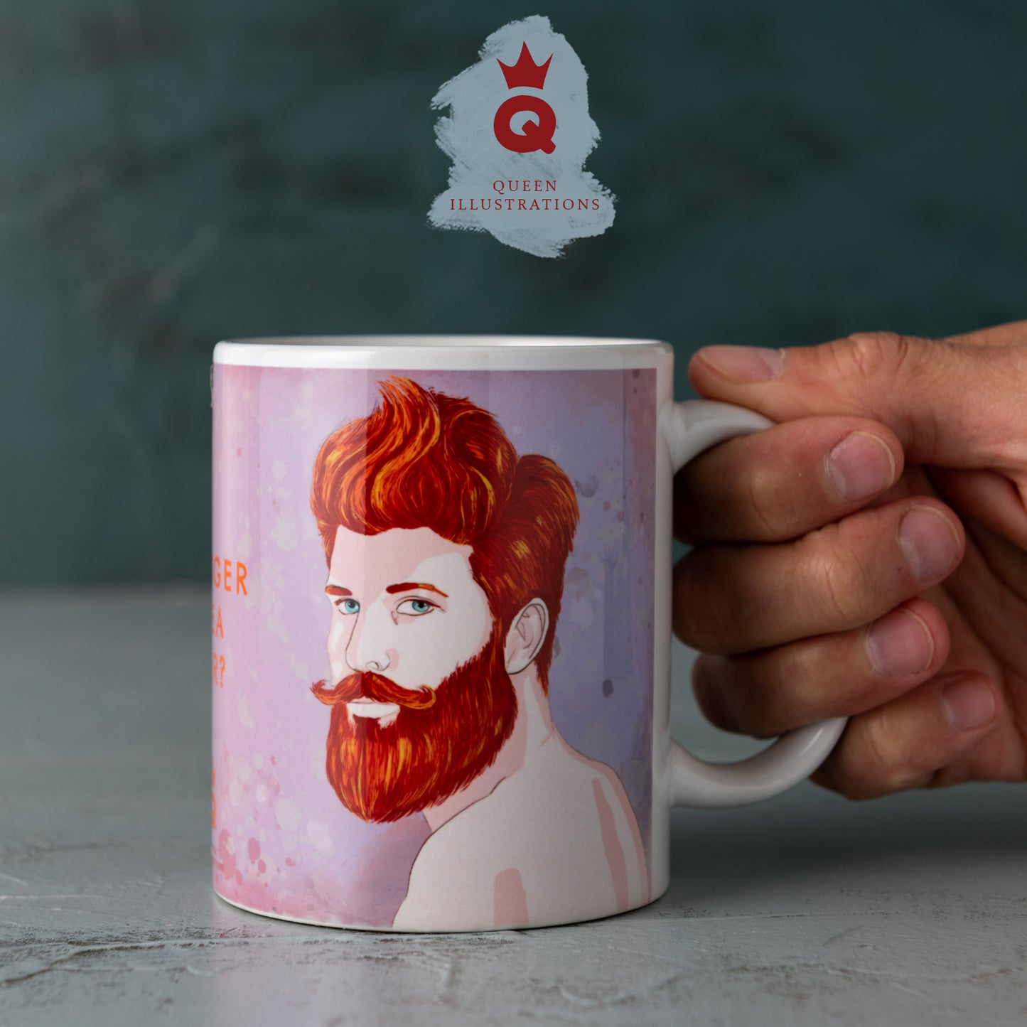 cute mug with a ginger guy blindfolded, kinky fetish gay mug