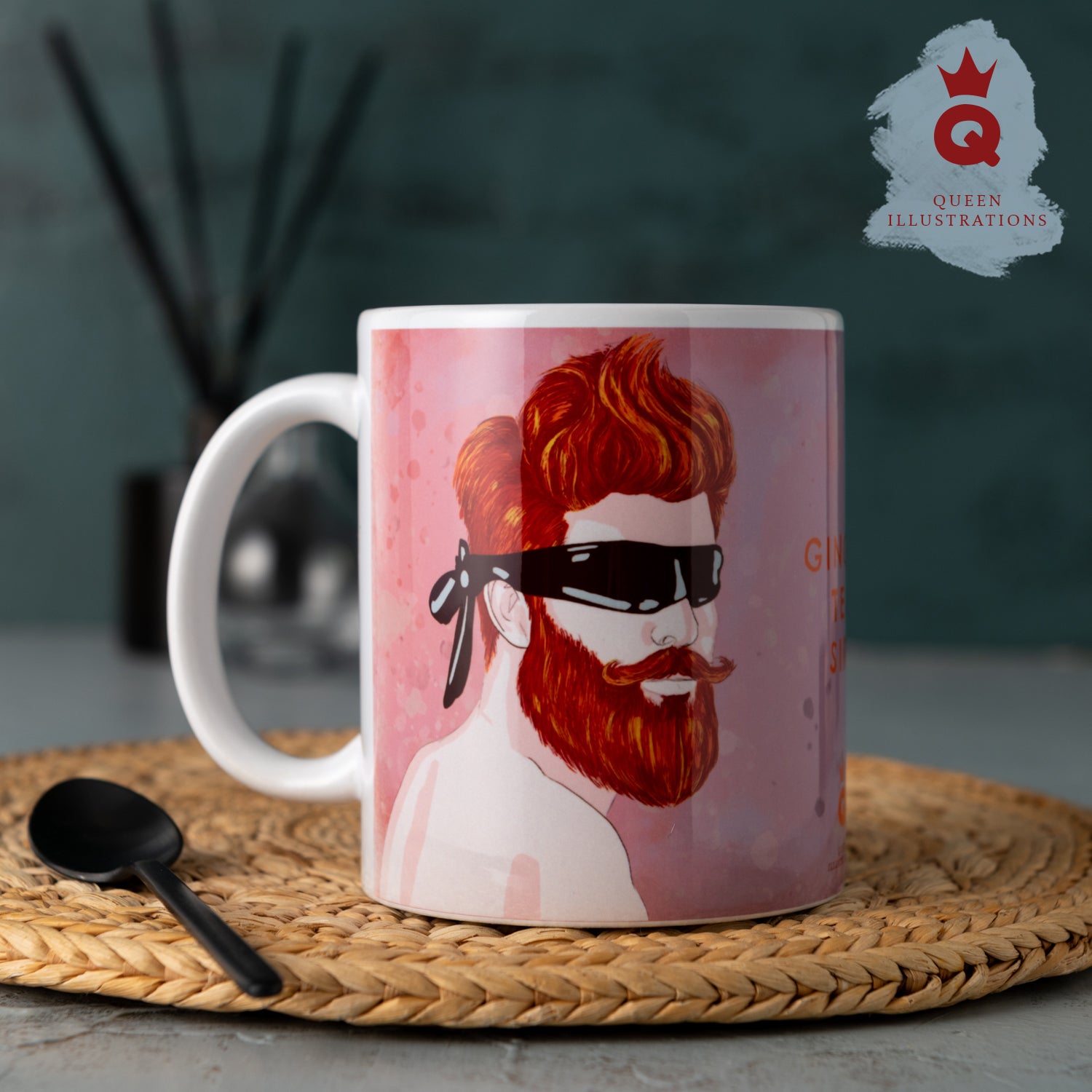 cute mug with a ginger guy blindfolded, kinky fetish gay mug