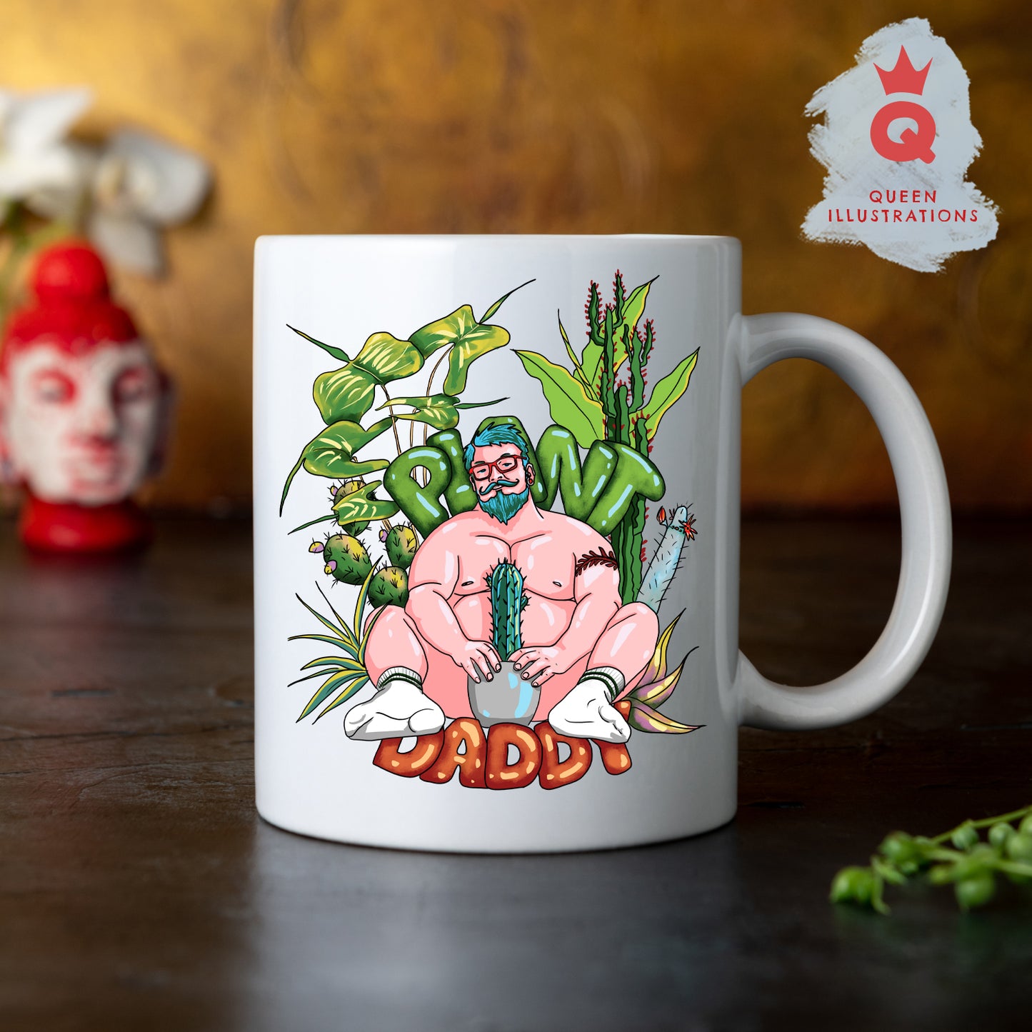 body positive plant daddy with plants, sexy big guy